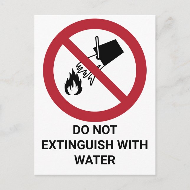 Nicht mit Wasser ausscheiden, Verbotszeichen Postkarte (Vorderseite)