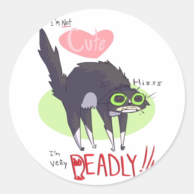 Nicht niedliche Kitty Sticker (Vorderseite)