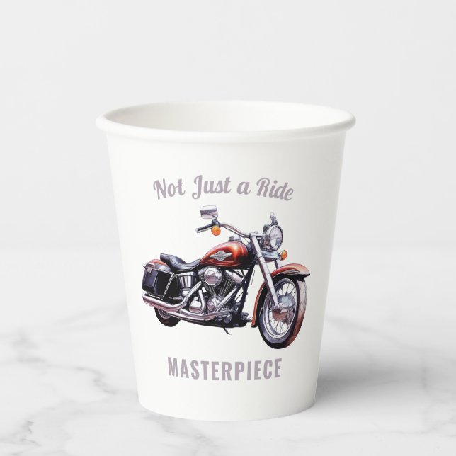 Nicht nur ein Meisterwerk - Retro Motorrad Pappbecher (Vorderseite)