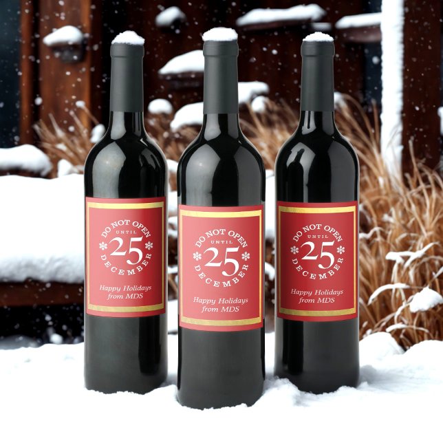 Nicht öffnen 25. Dezember Weihnachtsweinlabel Weinetikett (Do not open the wine until Christmas Day! (that would be impossible for me) Just add your name)