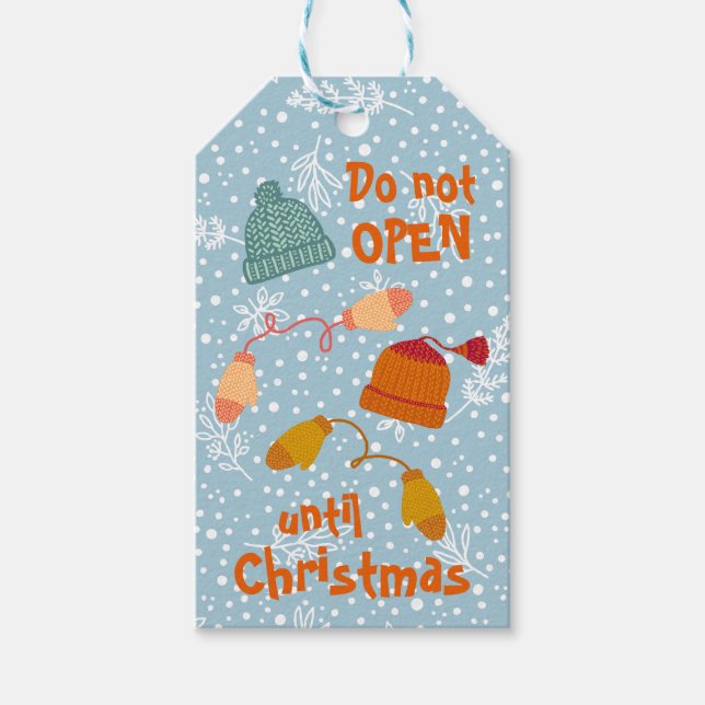 Nicht öffnen ・ Hasen und Zünder Winter. Geschenkanhänger (Vorderseite)