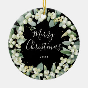 Nicht-Photo-Benutzerdefinierte Schneebeeren-Weihna Keramik Ornament