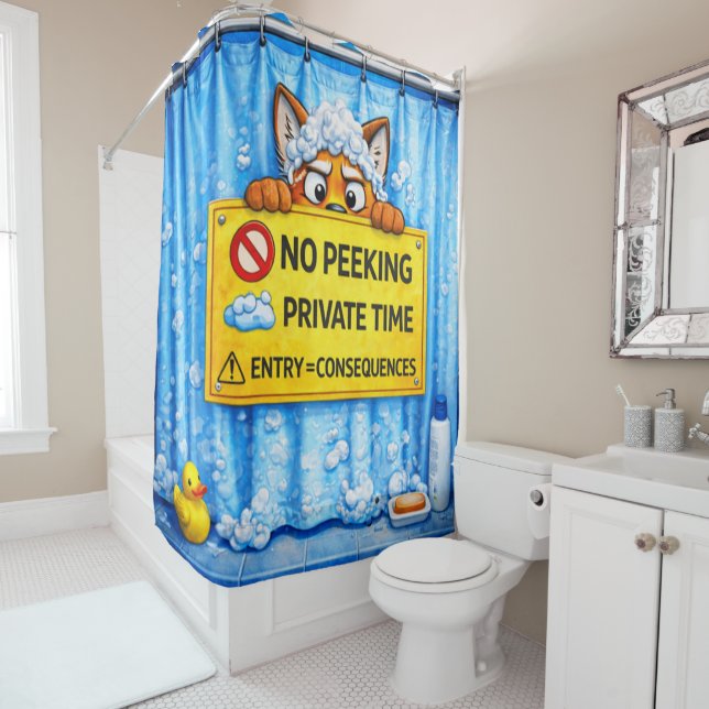 Nicht reingucken – Private Dusche | Lustiges Badez Duschvorhang (Beispiel)