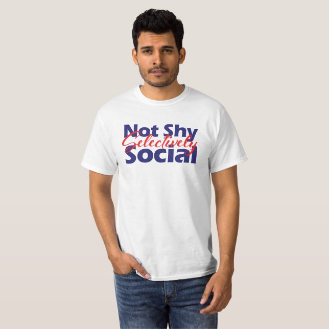 Nicht scheuen selektiv soziales Bold Red & Blue Te T-Shirt (Vorne ganz)
