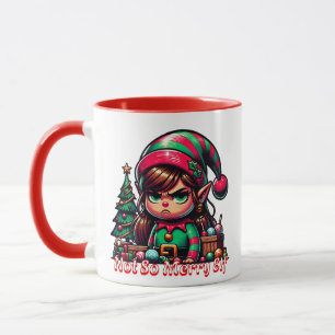 Nicht sehr froh Weihnachtself   Funny Personalisie Tasse
