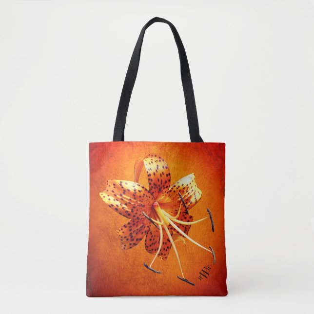 "Nicht so Bashful" Tiger-Lilien-kundenspezifische Tasche (Vorderseite)