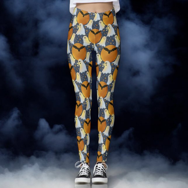Nicht so unheimlich orange Geister Leggings (Friendly ghost Halloween leggings )