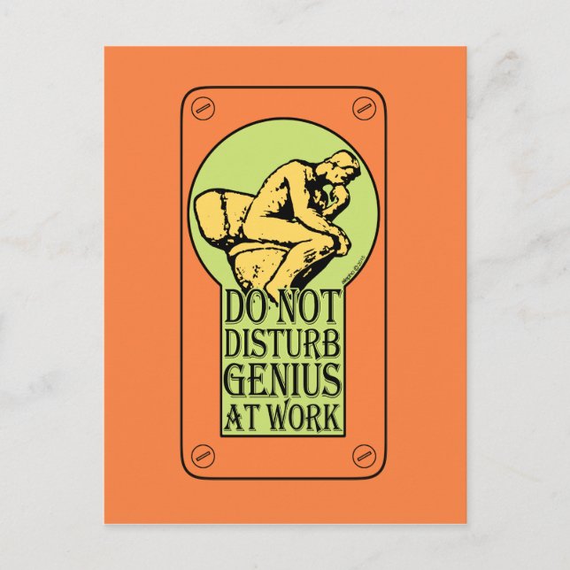 Nicht stören, Genie am Arbeitsplatz (Farbensperrlo Postkarte (Vorderseite)