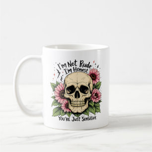 Nicht unbedruckte Tasse Funny Skull & Floral Cof
