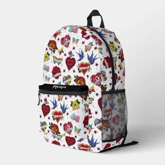 Nicht Verabredet Tattoo Bedruckter Rucksack (Rückseitige Ecke Rechts)
