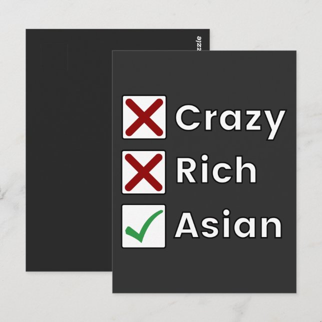 Nicht verrückt, nicht reich, nur asiatisch postkarte (Vorne/Hinten)
