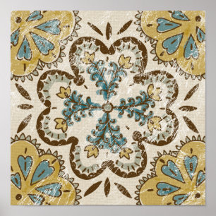 Nicht-Verschönertes Batik-Quadrat II Poster