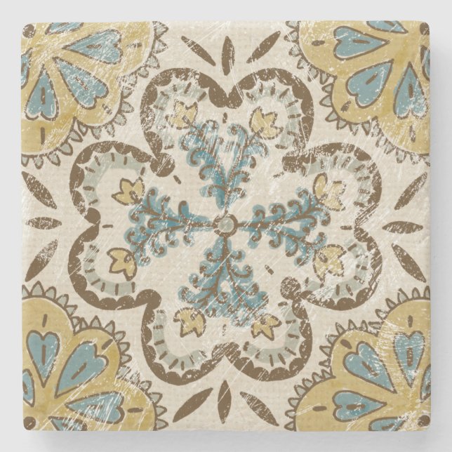Nicht-Verschönertes Batik-Quadrat II Steinuntersetzer (Vorderseite)