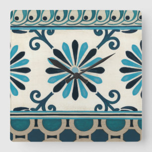 Nicht-Verschönertes Indigo-Fries II Quadratische Wanduhr