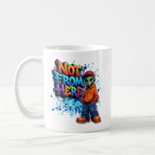 Nicht von hier lustiges Alien-Streetwear-Design Kaffeetasse
