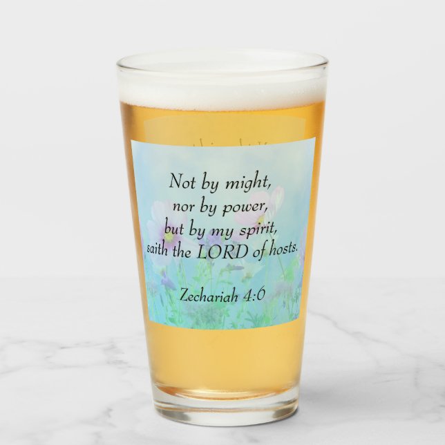 Nicht von Might - Zechariah 4:6 Glas (Vorne (Gefüllt))