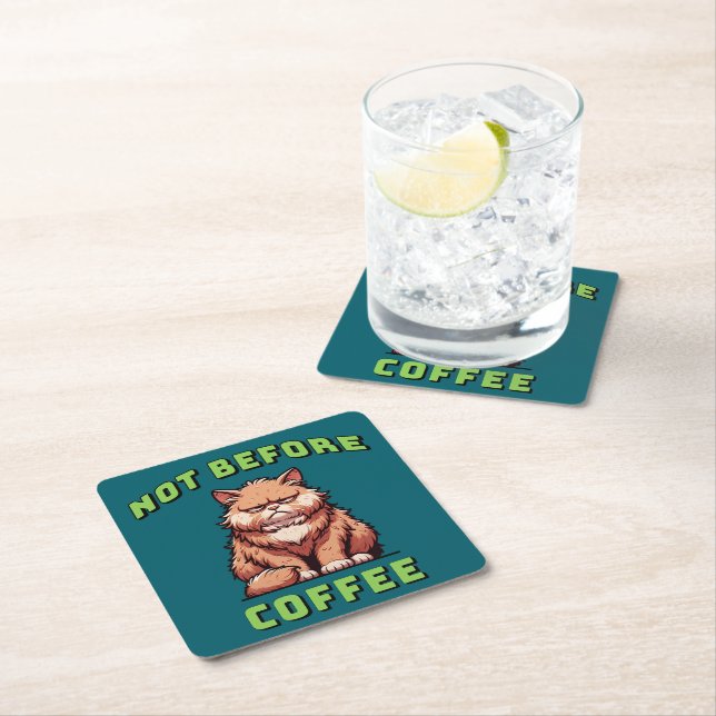 Nicht vor dem Kaffee Rechteckiger Pappuntersetzer (Vor Ort)