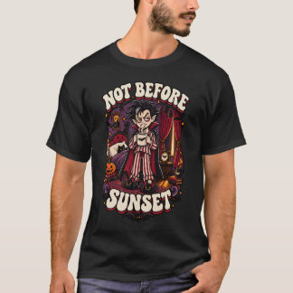 Nicht vor Sonnenuntergang Lustiger Vampir Hallowee T-Shirt