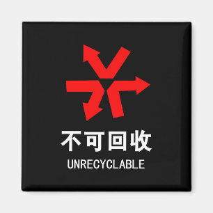 Nicht wiederverwertbar ~ Hanzi-Zeichen in chinesis Magnet