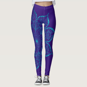 Nicht zentrierter Aquamariner Imitat Glitzer Manda Leggings