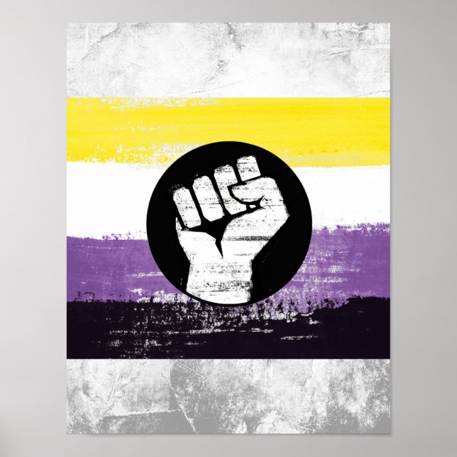 Nichtbinäre bemalte Protestflagge Poster (Vorne)
