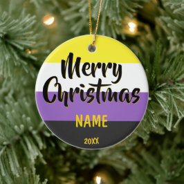 Nichtbinäre Fahne Personalisiert Weihnachten Keramik Ornament