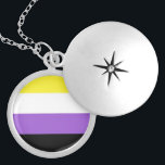 Nichtbinäre Flagge Medaillon<br><div class="desc">Nicht binäre Flag Locket-Netzwerkkarte. Silber platzierter Verschluss. Ich habe die Anpassung geöffnet , sodass Sie das Bild ändern können, die Art der Kette, oder Text hinzufügen können.</div>