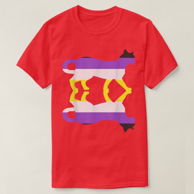 Nichtbinäre Flagge Tierkatze Dritter Geschlecht LG T-Shirt (Design vorne)