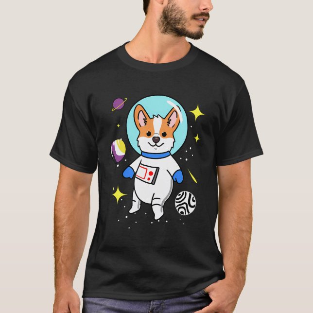 Nichtbinäre Korgi im nichtbinären Leerzeichen T-Shirt (Vorderseite)