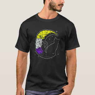 Nichtbinäre Mond-Weltraum-Katze Lgbt Pride mit Nb T-Shirt