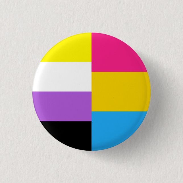 Nichtbinäre pansexuelle doppelte Pride-Flagge Button (Vorderseite)