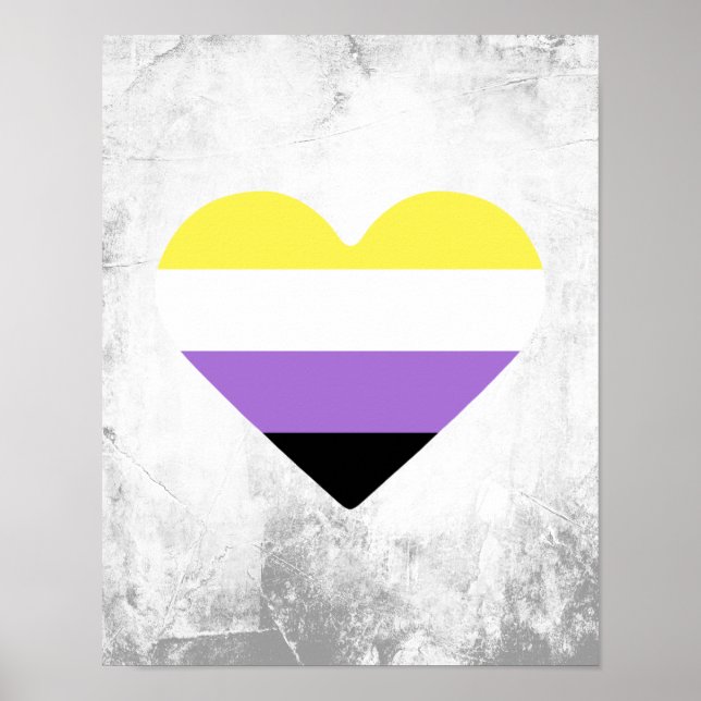 Nichtbinäre Pride-Flagge Herz Poster (Vorne)
