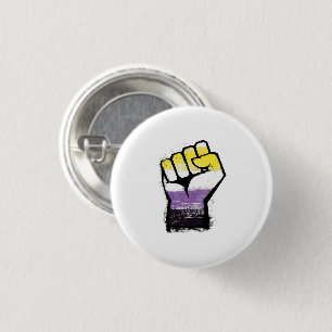 Nichtbinäre Pride- Protestfaust Button