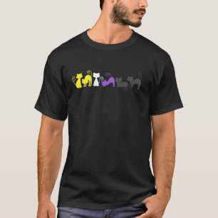 Nichtbinäre Stolz Katzen Buntes Enby Style LGBTQ M T-Shirt