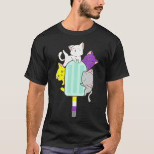 Nichtbinärer Stolz Pan Katze Kawaii LGBTQ Nicht-bi T-Shirt