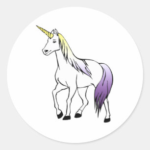Nichtbinäres Einhorn Runder Aufkleber