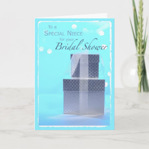 Nichte, Brautparty Geschenke, Light Blue & Silver Feiertagskarte