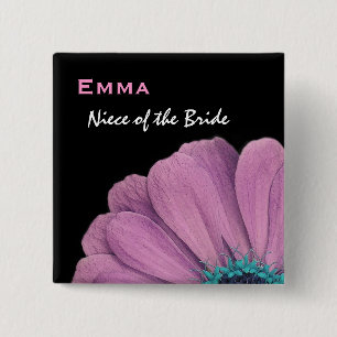 Nichte der Braut-Rosa-Gänseblümchen-Hochzeit Button
