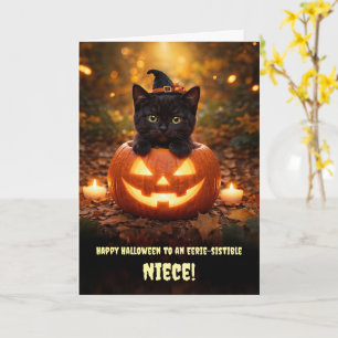 Nichte Halloween Kleine schwarze Katze Kätzchen Kü Karte