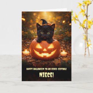 Nichte Halloween Kleine schwarze Katze Kätzchen Kü Karte