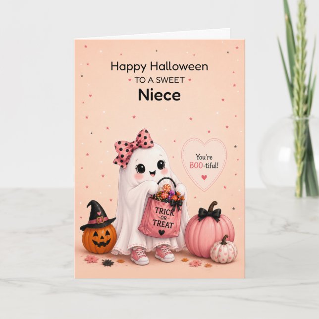 Nichte Halloween Süßer Geist Karte (Vorderseite)