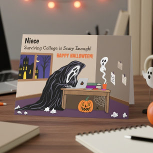 Nichte Sensenmann beim Studium am College Hallowee Karte