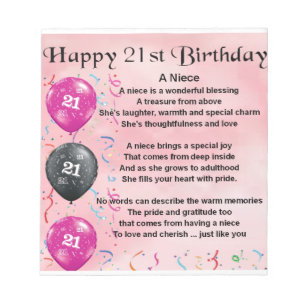 Nichten-Gedicht - 21. Geburtstag Notizblock