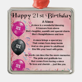 Nichten-Gedicht - 21. Geburtstag Ornament Aus Metall