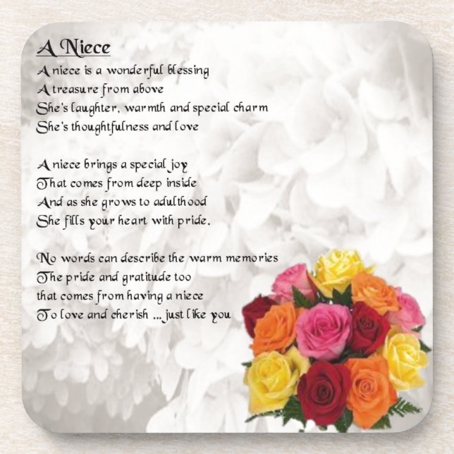 Nichten-Gedicht - Blumen Getränkeuntersetzer (Vorderseite)