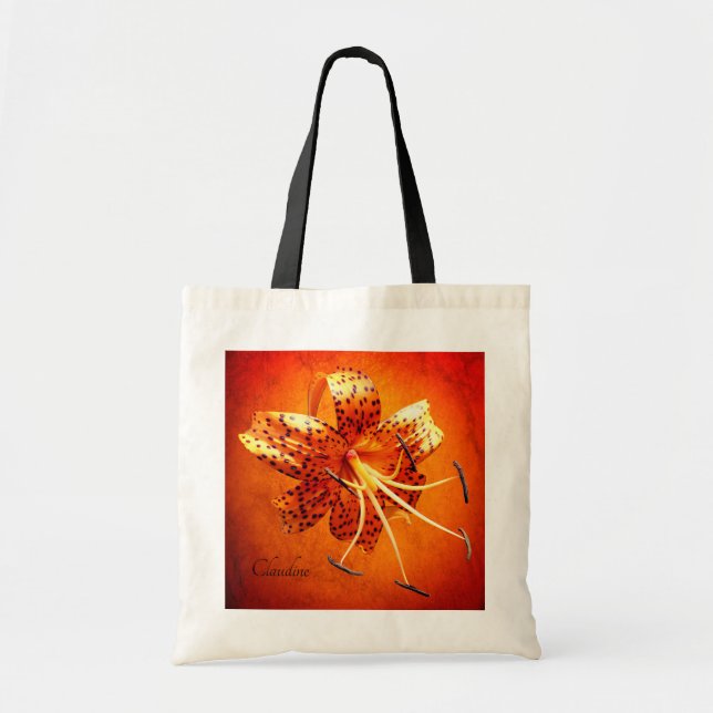 "Nichts Bashful" Tiger-Lilien-kundenspezifische Tragetasche (Vorne)
