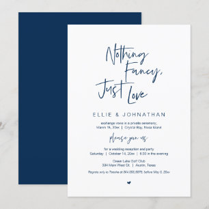 Nichts Besonderes, nur Liebe, Navyblau, Elopement Einladung