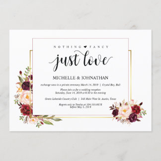 Nichts extravagant, Elopement Empfang Einladungska Einladung