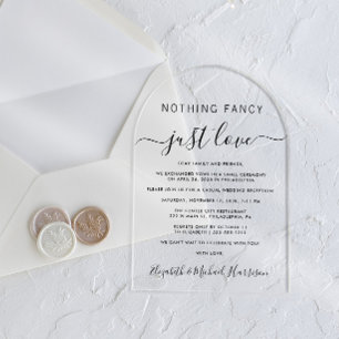 Nichts Extravagant nur Liebe Arch Hochzeitsempfang Acryleinladungen