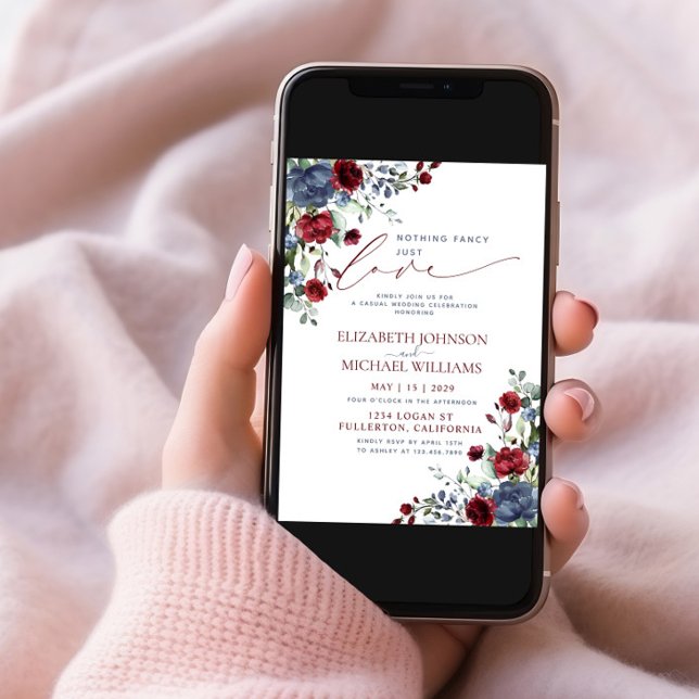 Nichts Extravagant nur Liebe Blue Burgundy Lässige Einladung (Von Creator hochgeladen)